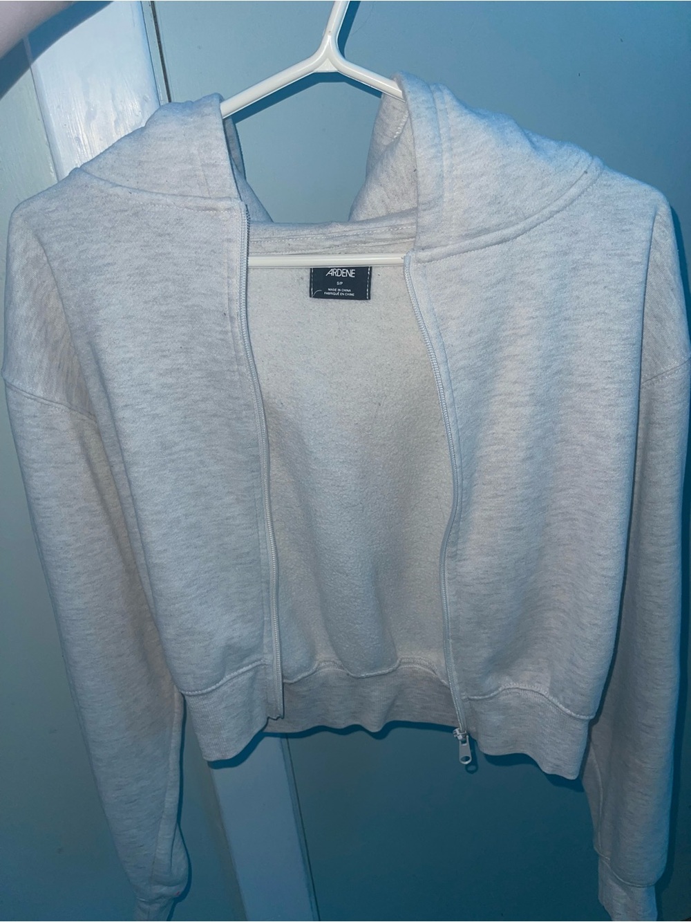 Ardenes Heather Light Gray Cropped Zip Hoodie🩶